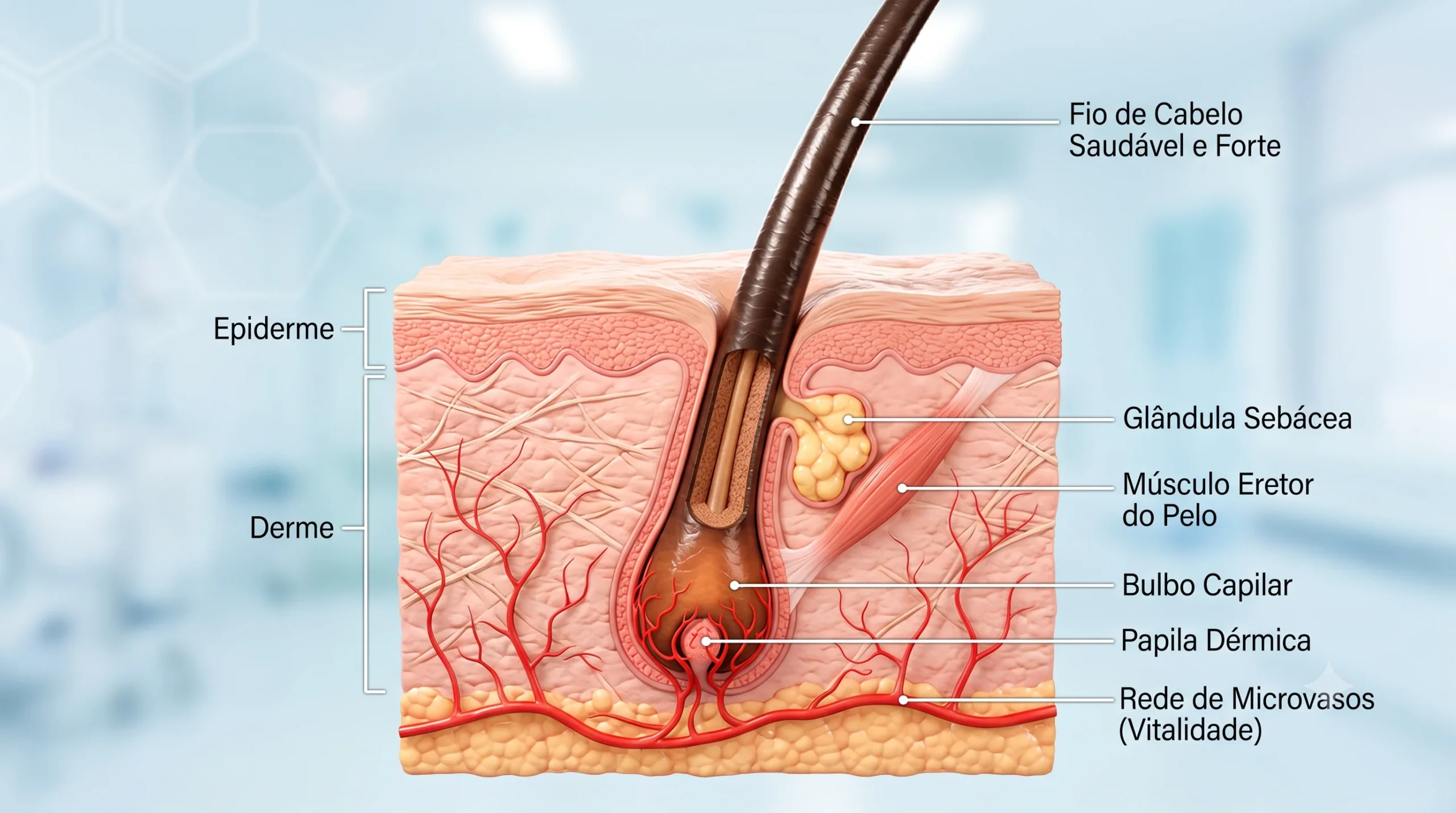Ilustração da anatomia do folículo mostrada pelo médico