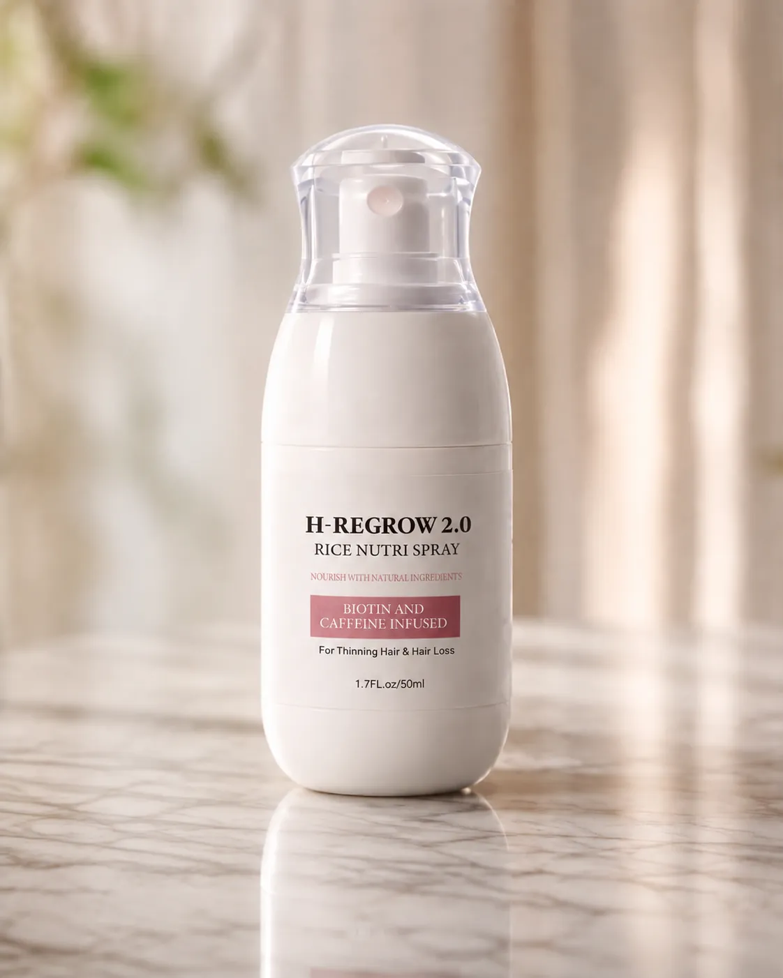 Frasco do H-Regrow — o spray natural que parou a queda e devolveu o volume